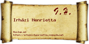 Irházi Henrietta névjegykártya