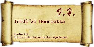 Irházi Henrietta névjegykártya